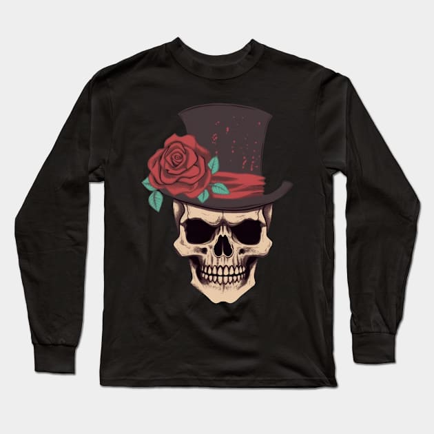 Skullz n' Roses Long Sleeve T-Shirt by Testes123